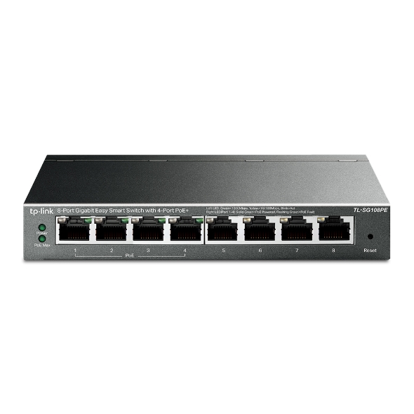 Switch Gigabit Easy Smart de 8 Puertos con 4 Puertos PoE+ (64W) TP-Link TL-SG108PE — TL-SG108PE